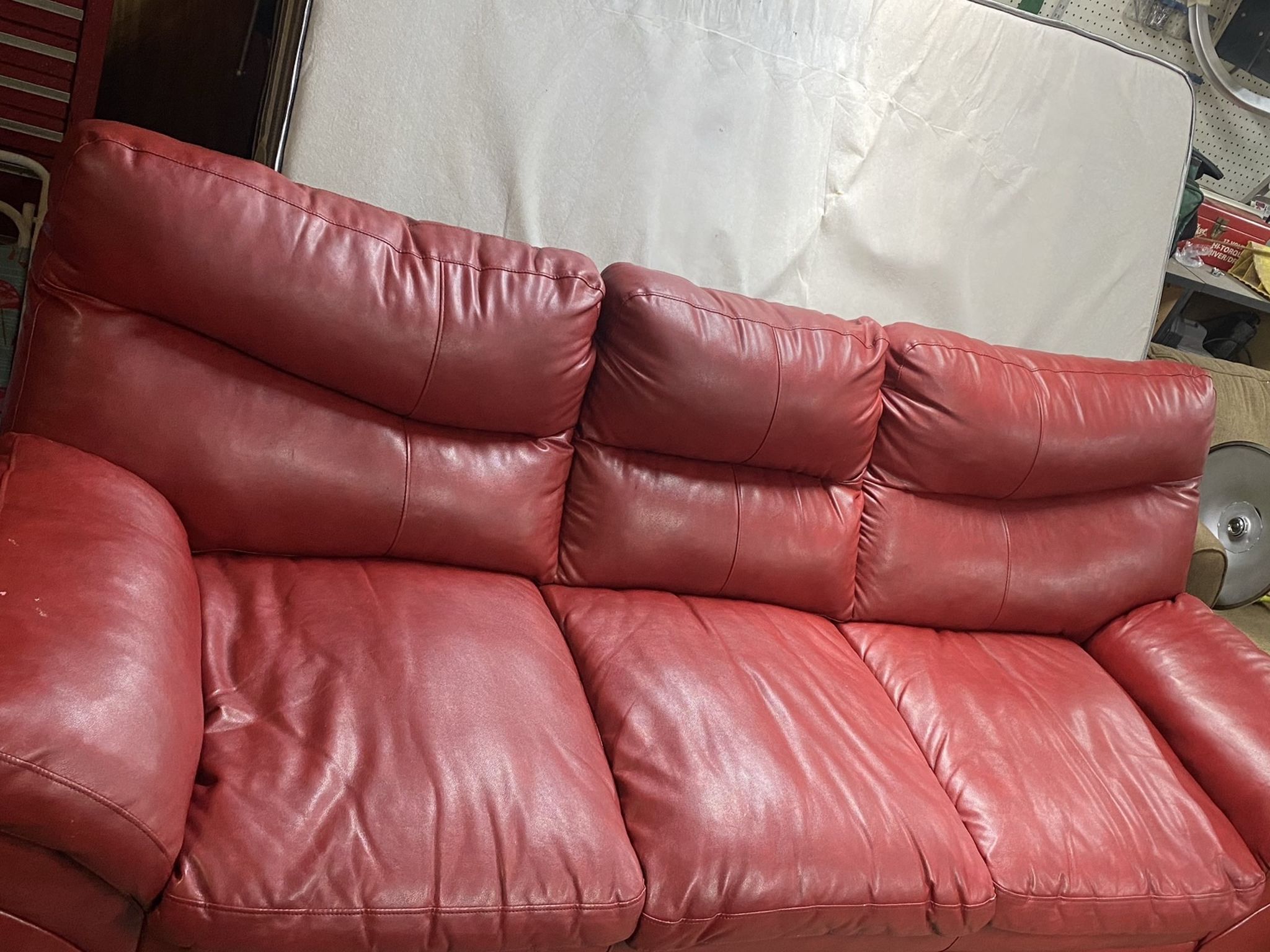 Red Bonded-leather Couch