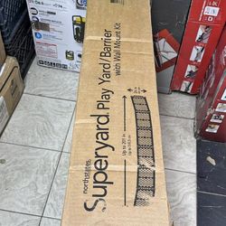 TODDLEROO BY NORTH STATES 26 in. Superyard 6-Panel Play Yard and Barrier with Wall Mounts