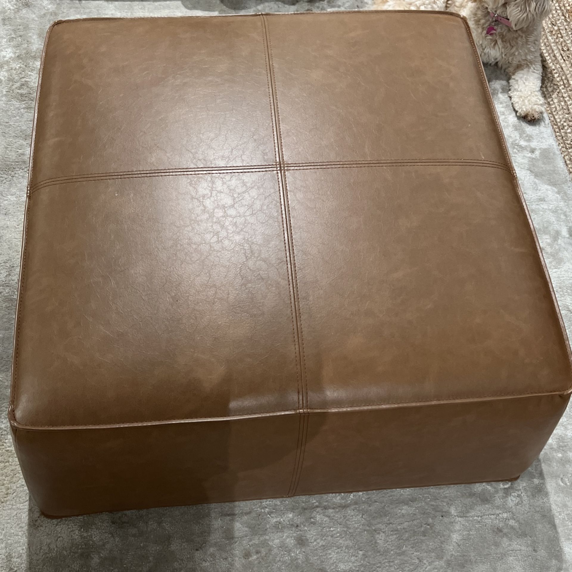 Brown Leather Poof Coffee Table