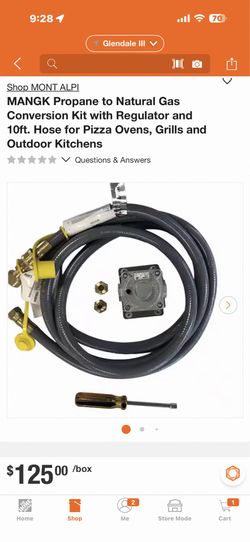 Shop MONT ALPI MANGK Propane to Natural Gas Conversion Kit with Regulator and 10ft. Hose for Pizza Ovens, Grills and Outdoor Kitchens
