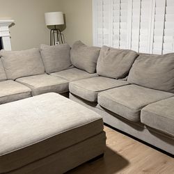 Neutral Grey Textured Large U shaped Sectional with Ottoman  – 98” x 164” - $300