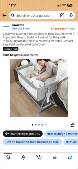 3 in 1 bedside baby bassinet