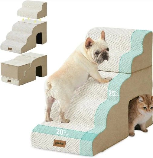 New, PET STEPS W/TUNNEL (5 Steps) for High Beds
