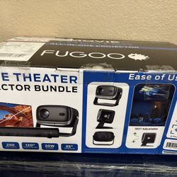 Fugoo Paquete de Barra de Sonido y Proyector para Exteriores con Trípode y Pantalla Plegable de 120"