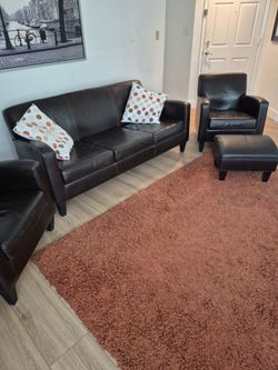 IKEA living room set dark brown faux leather