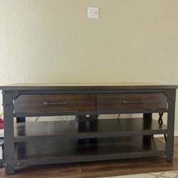 TV Stand / Media Console with Drawers + Built-In USB/Power Ports