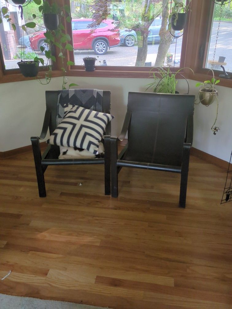 Leather Sling Back Chairs