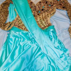 Brand new silk sari hand-made jewels sewn