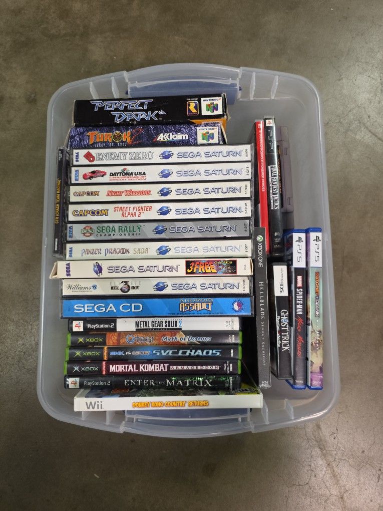Games On N64, Sega Saturn, Sega CD, Xbox Ps1, Ps2, Nintendo Switch, 3ds, Ps5, Snes