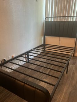 Twin Size Bed Frame with LED Light and Charging Station