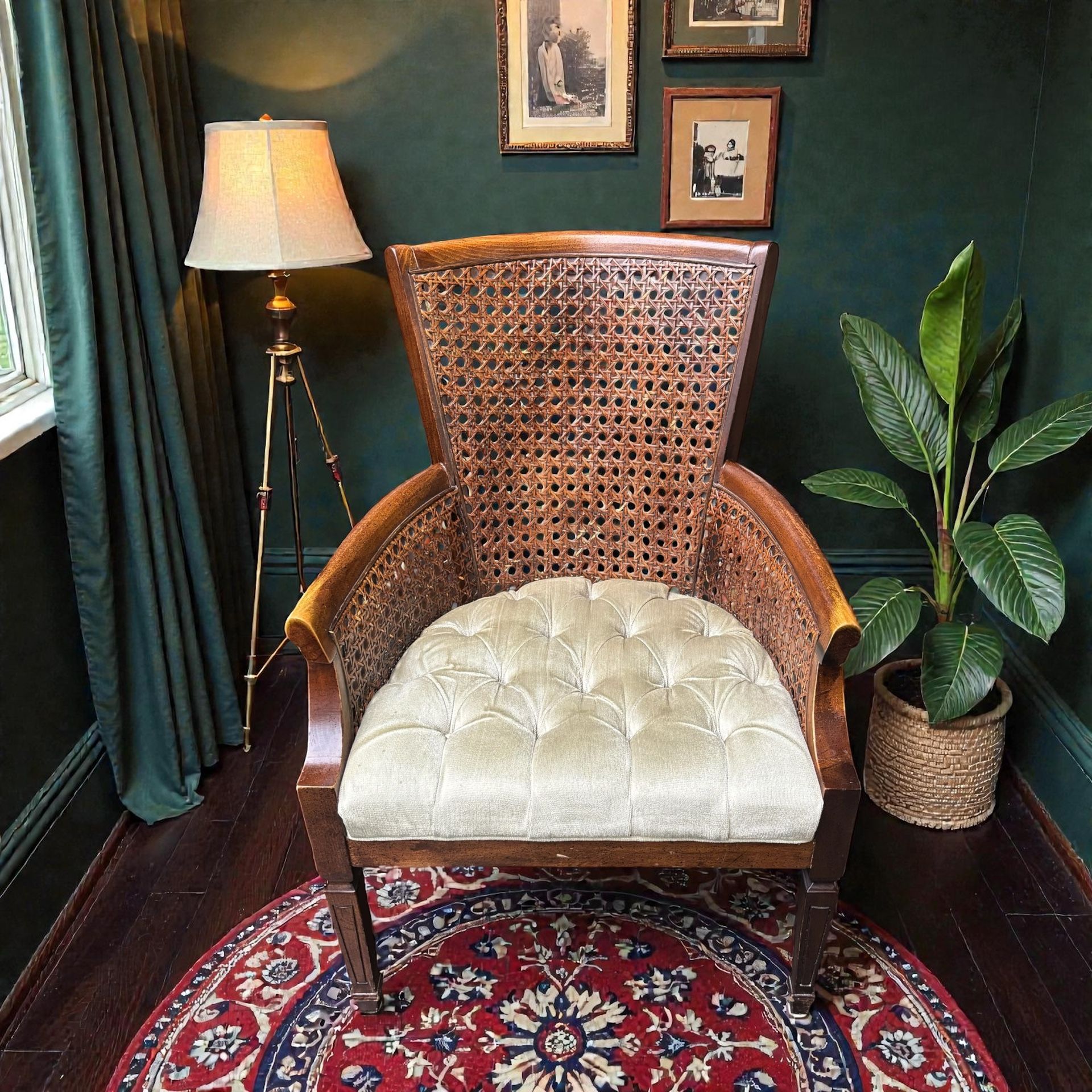 Vintage Cane Accent Chair