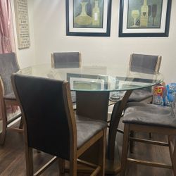 Glass Dinner Table & Chairs Set 