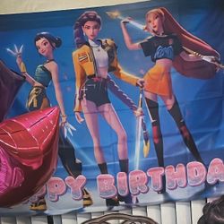 Huntrix Kpop Demon Hunter Birthday Banner 
