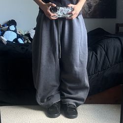 super baggy grunge relaxed fit baggy wide leg skater gray reebok sweatpants