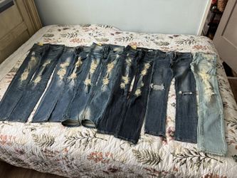 Machine Distressed Skinny Jeans