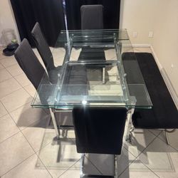 Glass Table 6 Chair 