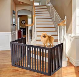 Freestanding Pet Gate for Dogs - 4 Panels Indoor Foldable Dog Fence for Stairs, Hallways, or Doorway