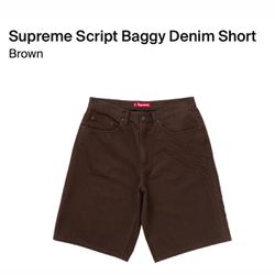 Supreme Script Baggy Denim Short Brown Size 30