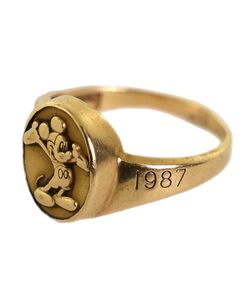 Disney Yellow Gold 14K Ring 8.7g WLS 5-8-1987 Size 8.5