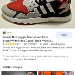 ADIDAS NITE JOGGER RED SCARLETT SIZE 6 PERFECT CONDITIONS