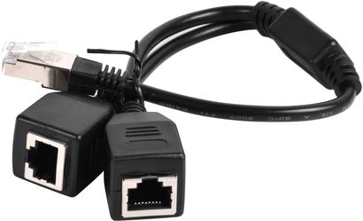 Ethernet Splitter, andul network splitter RJ45 1 male to 2 female plug and cable for network sharing room