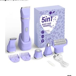 Brandnew 5-in-1 Electric Bikini Trimmer for Women – IPX7 Waterproof Shaver, Cordless Body & Facial Razors for Women, Ceramic Blades, USB-C Rechargeabl