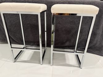 Backless Bar Stools with Chrome Frame – Set of 2