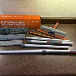 Eazer Squeegee Window Cleaner Tool, 2 in 1 Rotatable Window Cleaning Squeegee Kit w/Extension Pole