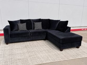 Black Velvet Sectional (Delivery Available)