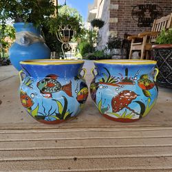 Talavera Fish 🐟 Clay Pots, Planters. Plants. Pottery $45 Cada Una