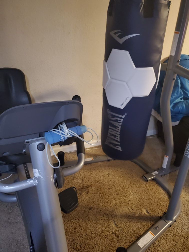 Exercise equipment bike and punch bag obo