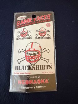 Game Faces Nebraska Blackshirt Temporary Tattoos