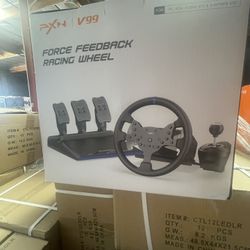 Used Sim Simulation Race Car Truck Pxn V99 3nm force feedback gaming Racing wheel, 270/900° Dismantle, with pedal,6+1 gear shift rod steering wheel 