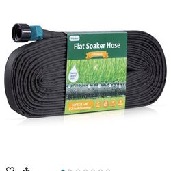 Hlinker Flat Soaker Hose 15 25 30 50 75 100 150 FT for Garden Beds, 50 Ft 1/2" Linkable Consistent Drip Irrigation Hose Save 80% Water, Leakproof Heav