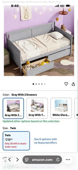 Twin size bed with mattress
