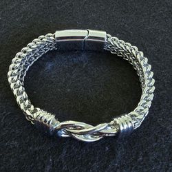 Stainless Steel Double Row Buckle Bracelet 