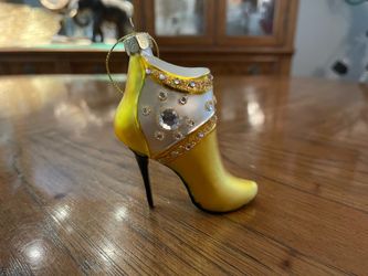 Adorable High Heel Boot Ornament with Faux Jewels