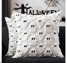 DFXSZ Halloween Pillow Covers 18x18 inch 4 pieces White Ghost Halloween Decor