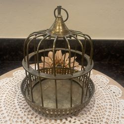 Vintage small brass birdcage decor 