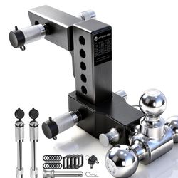 Astraguard Adjustable Trailer Hitch Fit 2 Inch Receiver, Tri-Ball (1-7/8", 2", 2-5/16") Heavy Duty Aluminum Tow Hitches With 6 Inch Rise/Drop For Truc
