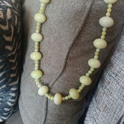 22" Lime Jade Necklace With Sterling Silver Clasp