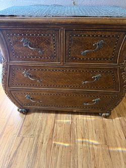 $350 or best offer/ Moving sale/ Ornate Brown Wood Dresser with Brass Hardware