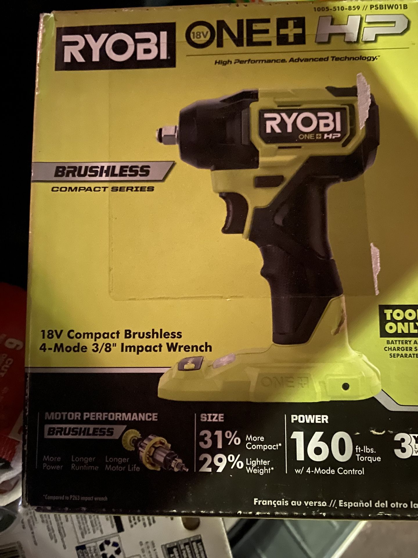 Ryobi Brushless Wrench Impactor 3/8” One+ HP