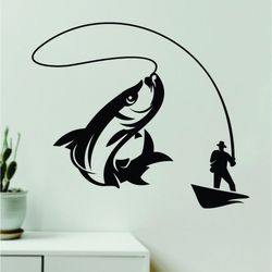 Wall Decal Home Decor Sticker Vinyl Art Bedroom Fish Fishing Dad Men Man Cave