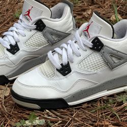 5.5y  Air Jordan 4 Retro OG "White Cement" sneaker. 