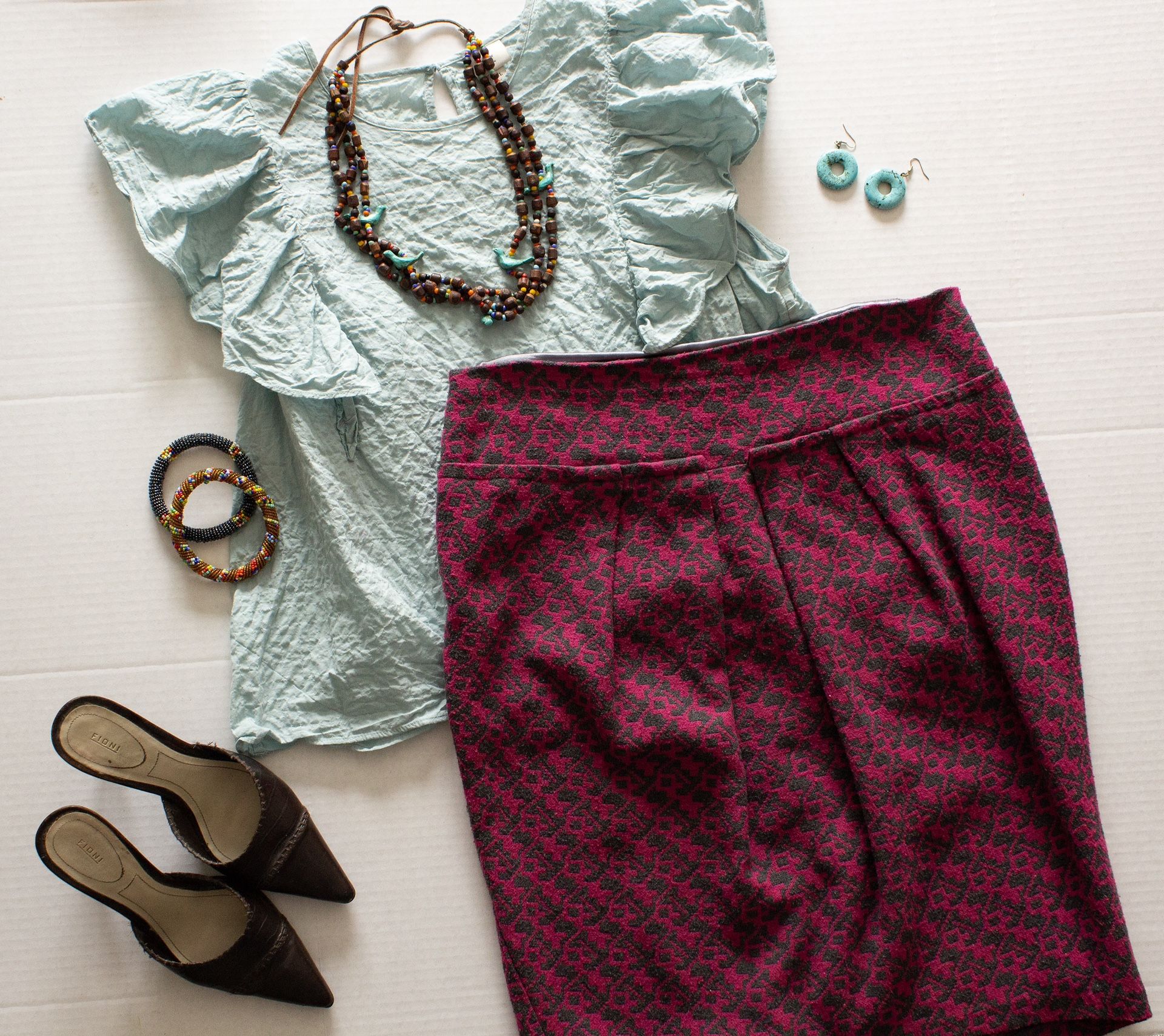 Eva Franco - Pink & Grey Wool-blend Pencil Skirt - Women's 14