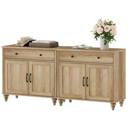 Large Buffet Cabinet Wood Kitchen Storage Cabinets (a set of 2)