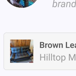 Brown Leater Futon Sofa