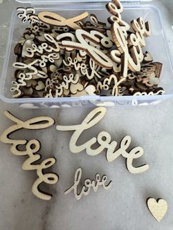 Tiny Rustic Wood Love & hearts Confetti