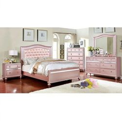 Ariston Rose Gold Upholstered Panel Bedroom Set Full Size